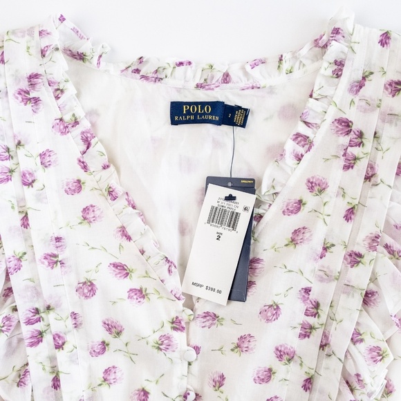 NWT Polo Ralph Lauren Summer Floral Print Ruffled Lined Maxi Dress $398 Sz 2 XS - Picture 15 of 16